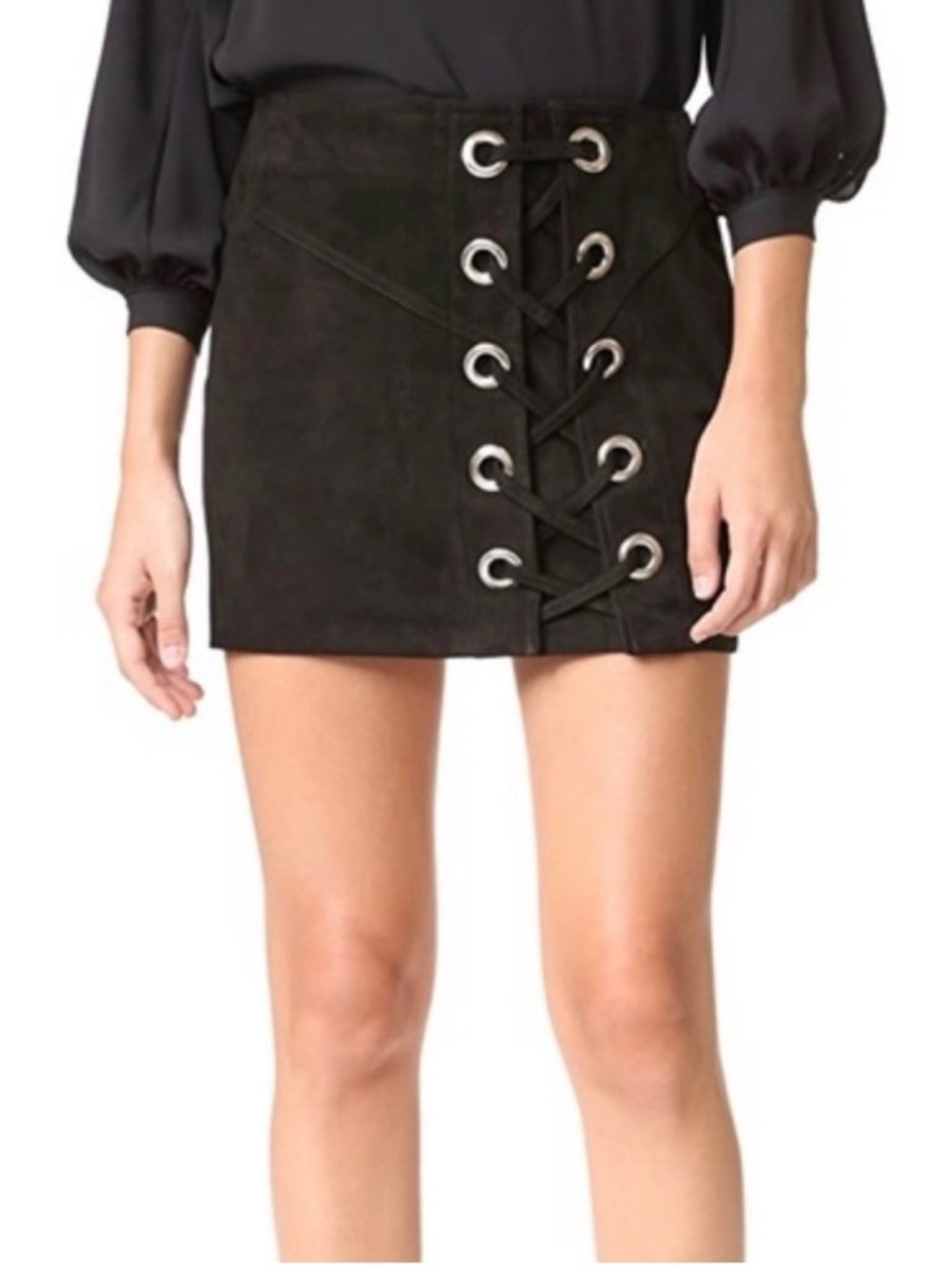 Parker Suede Leather Lace-Up Mini Skirt Size 2 NWT